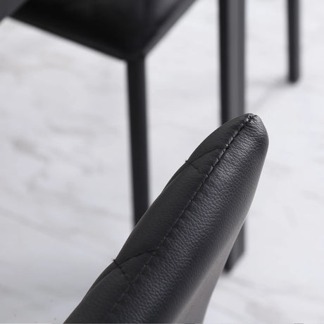 HOMCOM Modern Dining Chairs Upholstered Faux Leather Accent Chairs with Metal Legs for Kitchen, Set of 4, Black