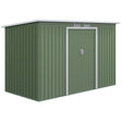 Outsunny 9ft x 4ft Metal Garden Shed, Outdoor Tool House with Foundation Kit, Ventilations and Double Doors, Light Green