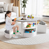 5 Piece Kids Table and Chair Set with 4 Storage Stools-Grey
