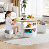 5 Piece Kids Table and Chair Set with 4 Storage Stools-Natural