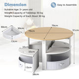 5 Piece Kids Table and Chair Set with 4 Storage Stools-Natural