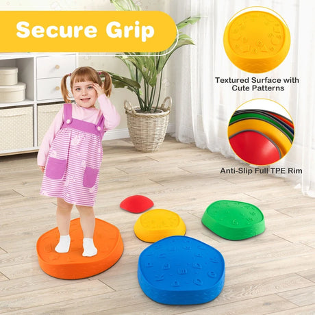 5Pcs Kids Stepping Stones Stackable Toddler River Stone Set-Multicolor