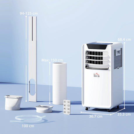 HOMCOM 10000 BTU Air Conditioning Unit, 3-in-1 Portable Air Conditioner, Dehumidifier, Cooling Fan with Remote Control, LED Display, 2 Speeds, 24H Timer, Window Venting Kit, 30m2