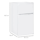 HOMCOM 88L Under Counter Fridge Freezer, Small Refrigerator with 5-Setting, 3 Star Freezer Rating, White
