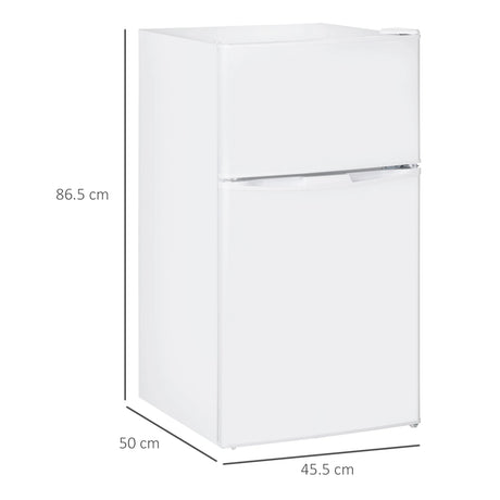 HOMCOM 88L Under Counter Fridge Freezer, Small Refrigerator with 5-Setting, 3 Star Freezer Rating, White