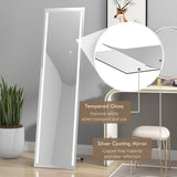 HOMCOM Full Length Dressing Mirror, LED Lighted Wall Mirror for Bedroom, Adjustable Brightness and 3 Colours, White