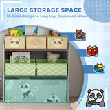 ZONEKIZ Kids Table and Chairs, Kids Storage Unit and Kids Easel Set, Cute Animal Design Kids Activity Furniture Set for Ages 3-8 Years, Grey