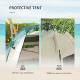 Outsunny Three-Man UPF15+ Beach Tent, with Extended Floor - Green