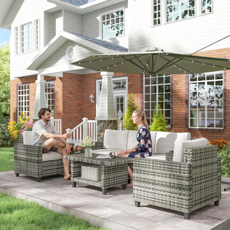 Outsunny Six-Piece Modular Rattan Sofa Set - Light Grey