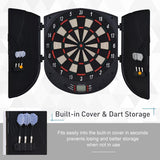 HOMCOM  Electronic Dartboard Set 26 Games and 185 Variations with 6 Darts and Cabinet to Stroage Multi-Game Option Ready-to-Play