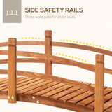 Outsunny 6FT Wooden Garden Bridge with Safety Railings, Classic Arc Footbridge for Stream Pond Walkway, Orange