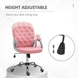 Vinsetto Office Chair Ergonomic 360 Swivel PU Diamante Padded Base 5 Castor Wheels for Home Work Pink