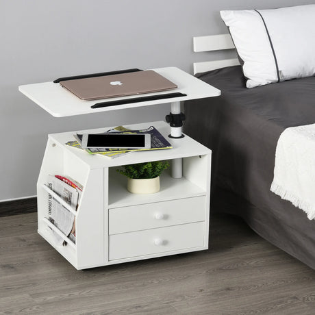 HOMCOM Functional Swivel Bedside Table End Table Side Table for Living Room Nightstand for Bedroom