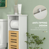 HOMCOM Bathroom Cabinet with Toilet Paper Holder - White