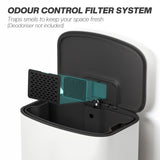 HOMCOM 50L Kitchen Bin with Soft-Close Lid and Stay-Open Function, Stainless Steel Pedal Bin with Removable Inner Bucket, Carry Handle for Kitchen, Office, Home, Cream