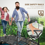 Outsunny 184cm Metal Arch Garden Garden Bridge, Safety Siderails, Arc Footbridge for Garden Creek, Stream, Pond, Black