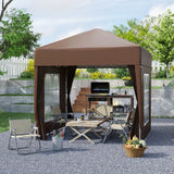 Outsunny 2 x 2 m Garden Pop Up Gazebo, Wedding Party Tent Marquee, Water Resistant Awning Canopy with Sidewalls, Windows, Carry Bag, Coffee