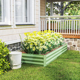Outsunny Metal Raised Garden Bed Planter Box Outdoor Planters for Growing Flowers, Herbs, Green, Light Green