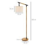 HOMCOM Metal Frame Floor Lamp with 350° Rotating Lampshade, for Living Room and Bedroom, LED Bulb Included, Brown