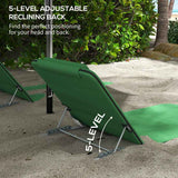 Outsunny Set of Two Metal Frame Beach Chairs, with Reclining Backs - Green