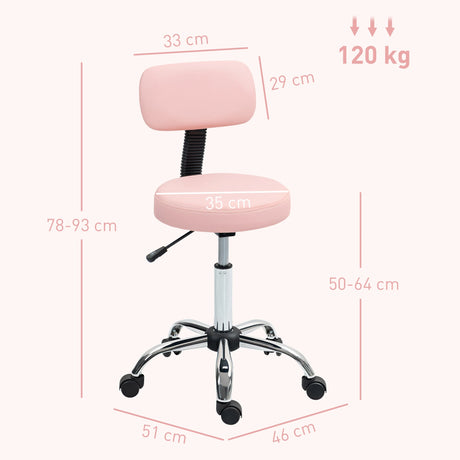 HOMCOM 360 Swivel Seat Salon Stool - Pink