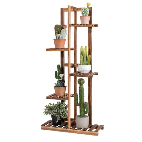 Wooden plant stand with 5 tiers