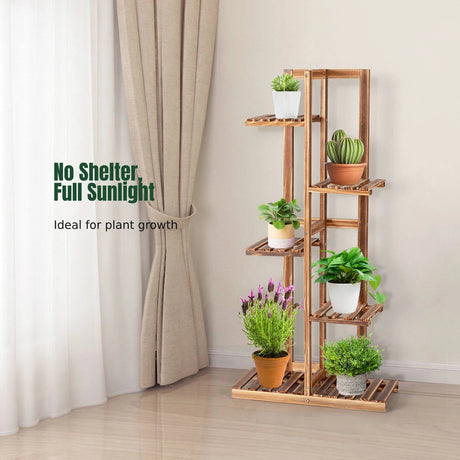 Wooden plant stand with 5 tiers