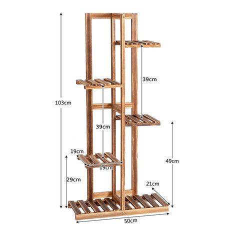 Wooden plant stand with 5 tiers