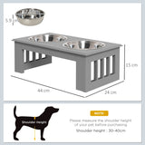 PawHut Raised Dog Feeding Bowls with Stand, Stainless Steel for  Extra Small and Small Dog, 44L x 24W x 15H cm - Grey