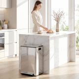HOMCOM 40L Dual Compartment Stainless Steel Bin, with Deodoriser Holders - Silver Tone
