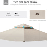 Outsunny 3x3(m) Replacement Gazebo Canopy, Double Tier Roof Top for Garden, Patio, Outdoor, Beige (TOP ONLY)