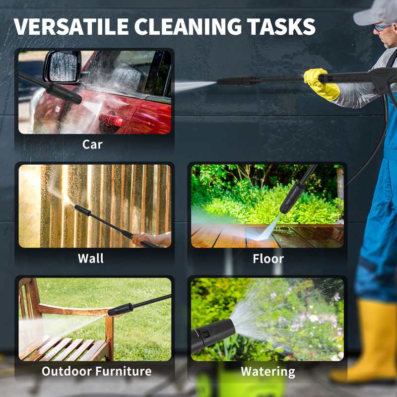 Outsunny 2200W High Pressure Washer, 170 Bar Pressure, 420 L/h Flow, Portable Electric Power Washer Jet Wash Cleaner with Adjustable Nozzle 6M Hose and Hose Reel for Home Patio Car Driveway