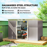 Outsunny Corrugated Garden Shed 9 x 4 Ventilated Lockable Tool Shed for Outdoor Equipment, Light Grey