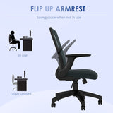 Vinsetto Ergonomic Office Chair, Mesh Desk Chair with Flip-up Armrest, Lumbar Back Support, Swivel Wheels, Grey