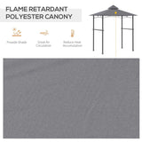 Outsunny 2.5M (8ft) New Double-Tier BBQ Gazebo Grill Canopy Barbecue Tent Shelter Patio Deck Cover - Grey