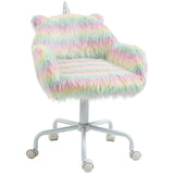 Vinsetto Unicorn Home Office Chair, Height Adjustable Fluffy Desk Chair with Armrests and Swivel Wheels, Colourful