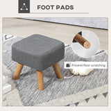 HOMCOM Linen-Look Square Padded Footstool - Grey