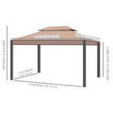 Outsunny 3 x 4m Garden Gazebo, Double Roof Marquee Canopy Shelter with Sidewalls, Solid Steel Frame for Garden, Lawn, Backyard and Deck