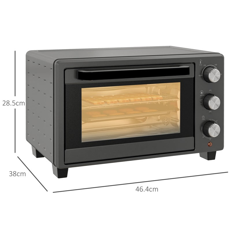 HOMCOM 21L Mini Countertop Oven, 100°C-230°C Adjustable Temp - Grey