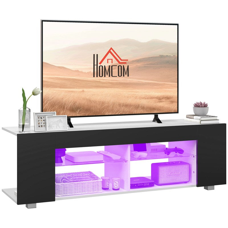 HOMCOM Multi-Shelf TV Cabinet, with Adjustable LED Lights - Black