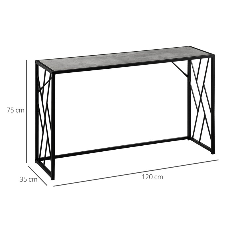 HOMCOM Console Table, Industrial Sofa Table with Metal Frame for Living Room, Hallway, 120 cm, Grey