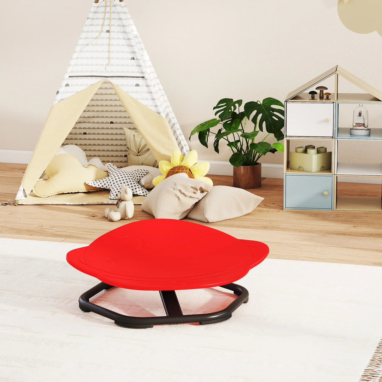 AIYAPLAY Planet-Shaped-kids Swivel Chair, Sensory Spinning Chair for Balance, Coordination Training, Red
