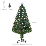 HOMCOM 4FT Pre-Lit Artificial Christmas Tree w/Fibre Optic Decorations LED Light Holiday Home Xmas Decoration-Green