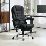Vinsetto Office Chair with 6 Point Massage and Back Heat, Microfibre Desk Chair with Footrest Adjustable Height and Swivel Wheels, Back Reclining, Full Black