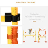 Pawhut Dog Agility Equipment Portable Pet Training Obstacle Set for Dogs 5 Pieces w/ Adjustable High Jumping Pole, Jumping Ring, Weave Poles, Tunnel