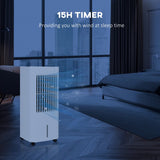 HOMCOM Portable 3-in-1 Air Cooler with 5 Litre Capacity, Oscillation, LED Display, Remote, 15 Hour Timer, Evaporative Air Cooler Fan with 3 Speeds, 3 Modes, Ice Packs, for Home Office