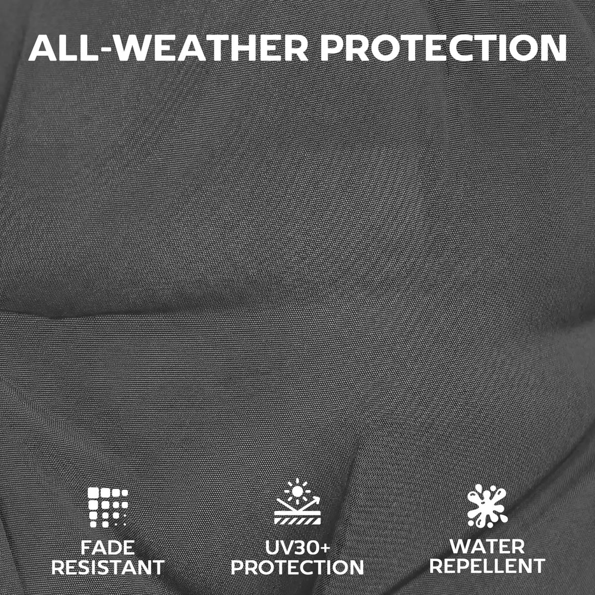Outsunny Patio Chair Cushions Set of 4, Waterproof Non-Slip Lounge Chair Cushions, 112x53cm, Dark Grey