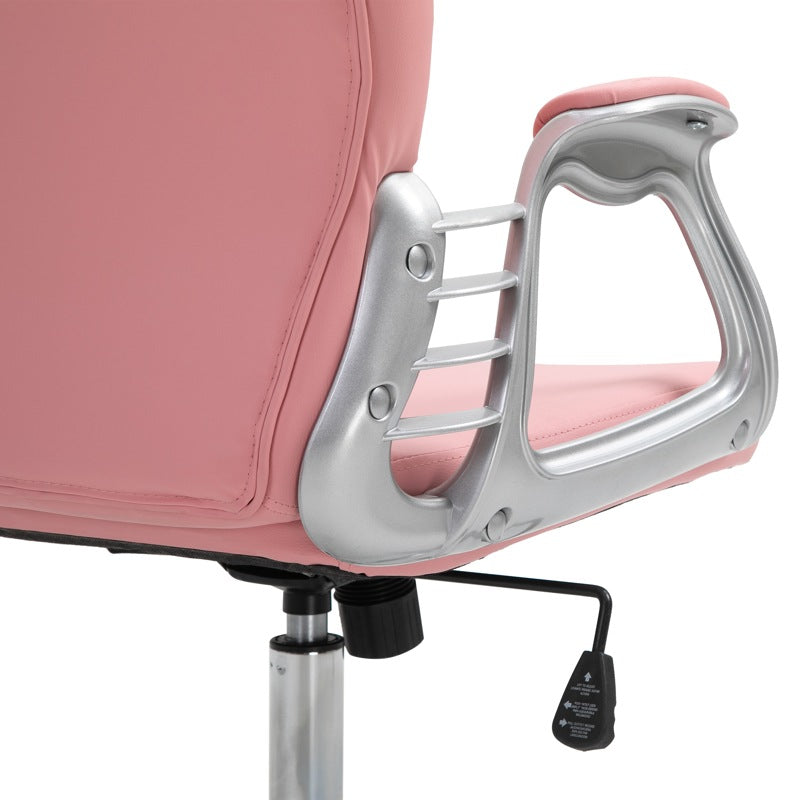 Vinsetto Office Chair Ergonomic 360 Swivel PU Diamante Padded Base 5 Castor Wheels for Home Work Pink