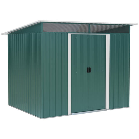 Outsunny 8.5 x 6ft Metal Shed with Lightsky Panels, Garden Storage Tool House with Double Doors for Garden, Patio and Lawn, Green