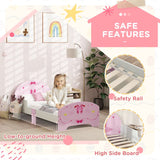 AIYAPLAY Ballet Theme Toddler Bed Frame with Safety Rails for 3-6 Years, 144 x 76.5 x 60 cm, Pink